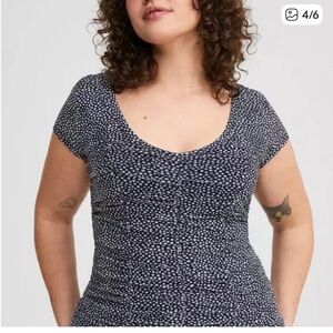 Torrid Navy Polka Dot Short Sleeve Tee
